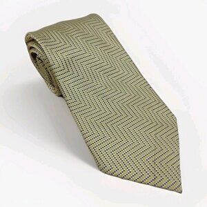 HENRY JACOBSON Blue Yellow Textured Vintage 100% SILK TIE